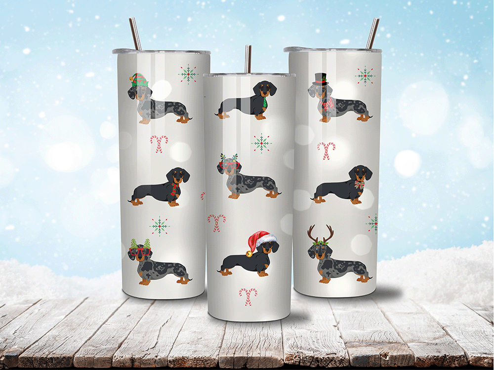 Dachshund Christmas Beige – 20 oz Tumbler