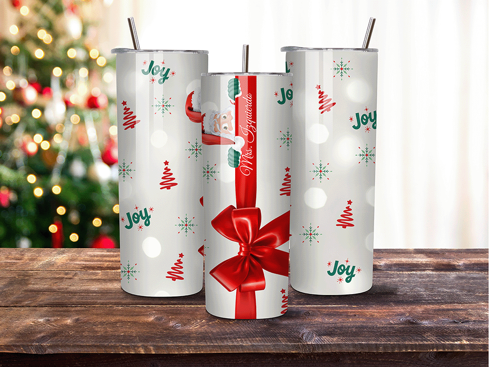 Personalized Christmas Bow - 20 oz Tumbler – Custom Name