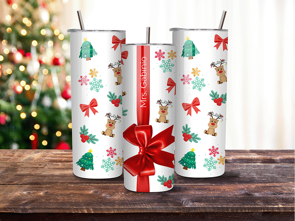 Personalized Christmas Deer - 20 oz Tumbler – Custom Name