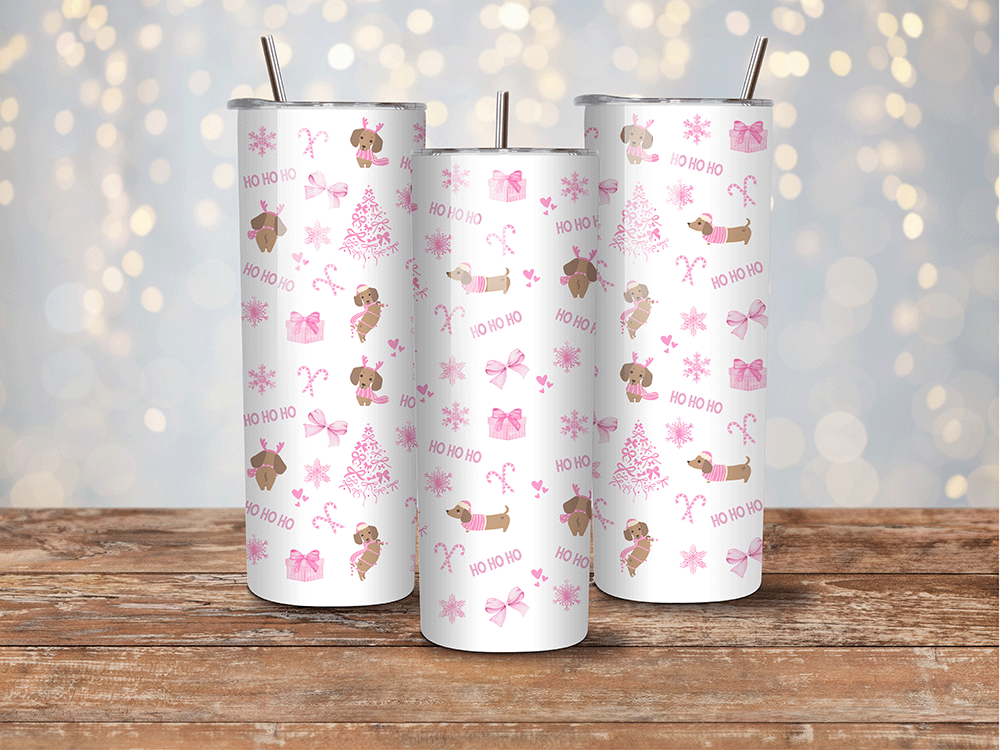 Dachshund Pink Christmas - 20 oz Tumbler