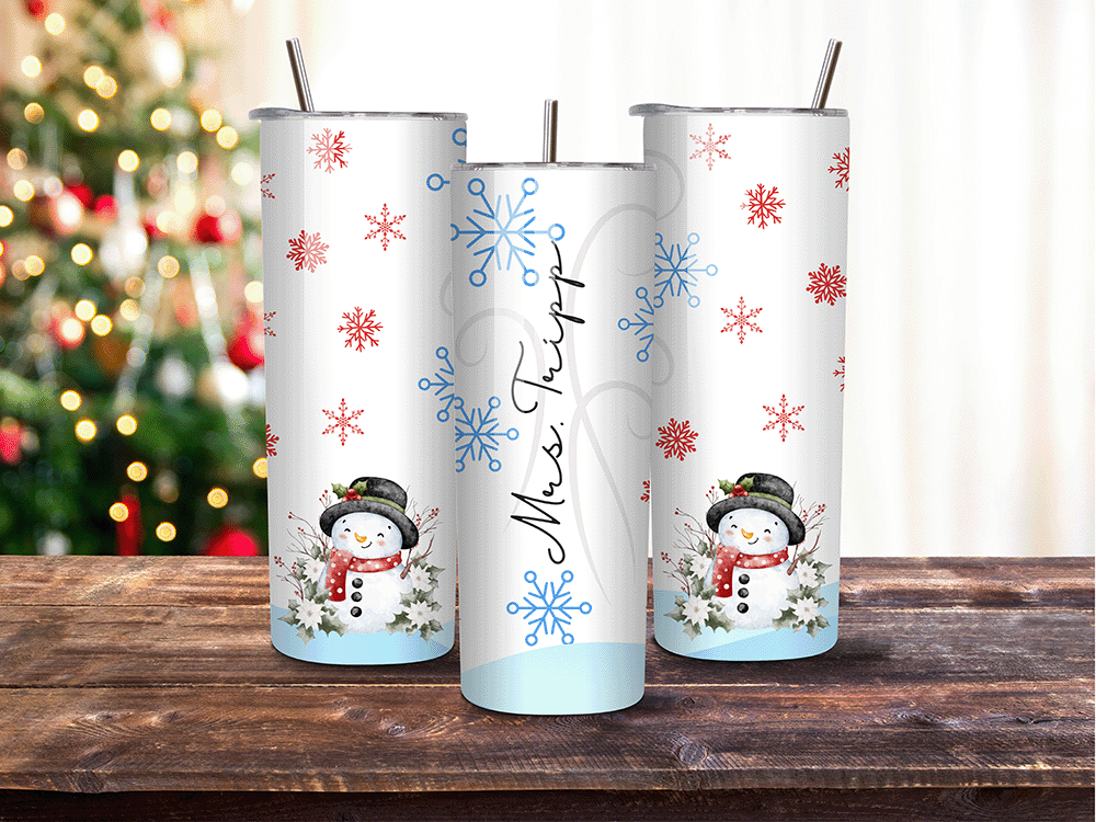 Personalized Christmas Snowman - 20 oz Tumbler – Custom Name