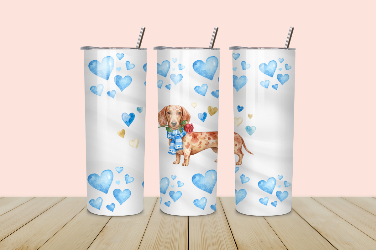 Valentine Dachshund Blue – 20 oz Tumbler